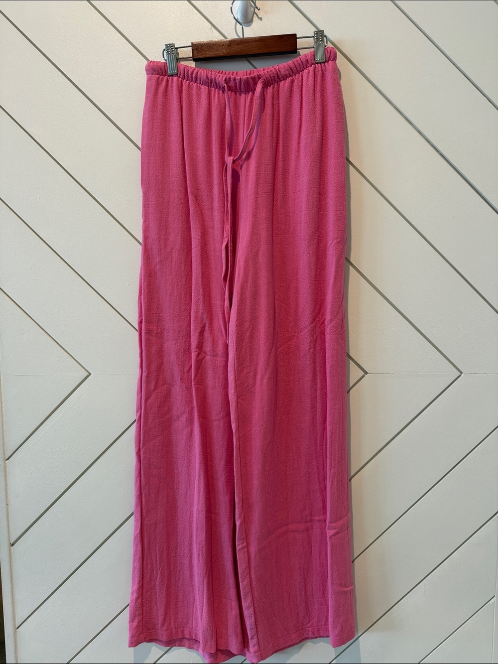 Pink Wide-Leg Drawstring Lounge Pants